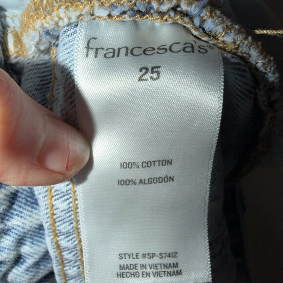 Harper Heritage High Rise Distressed Denim Shorts Size 25 Light Wash Raw Hem - Picture 4 of 5